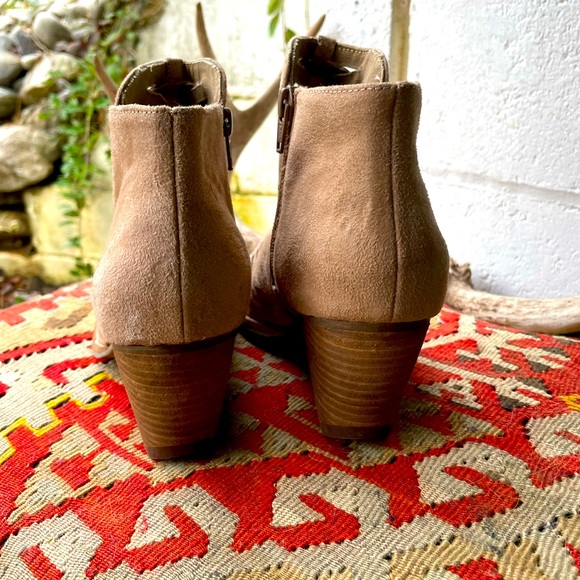 Free People x Matisse western cowboy vegan leather boots almond toe cutout strap - Picture 2 of 4